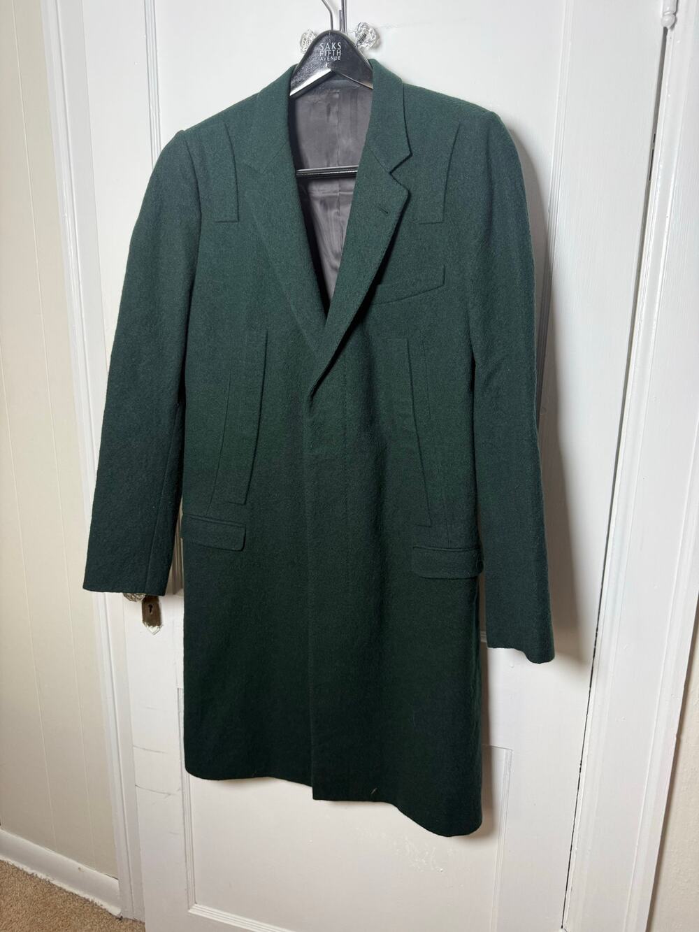 Lanvin Designer Dark Green 100% Wool Long Overcoat NEW Men's Size 42 Barneys NY